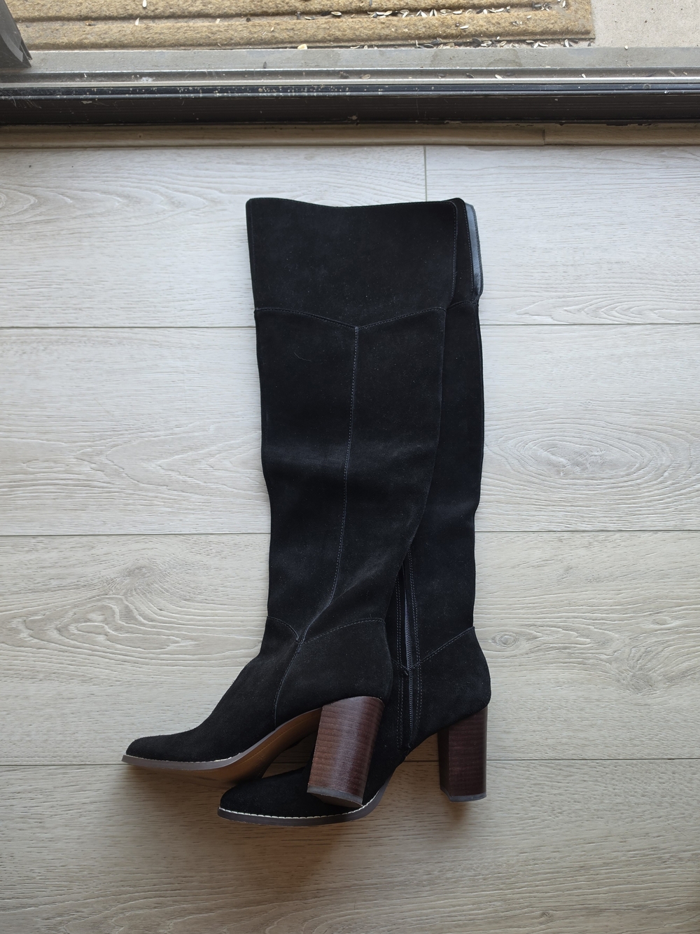Crown Vintage Black Suede Over-the-Knee Block Heel Boots